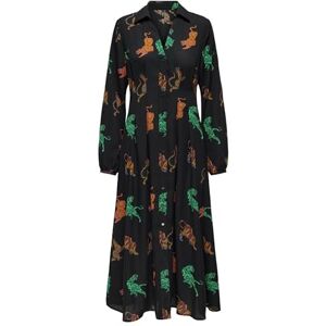 ONLY ONLALMA Life Poly Kiara Shirt Dress AOP, Black/Aop:586 Swirl Tiger, XS ONLY ONLALMA Life Poly Kiara Shirt Dress AOP, Black/Aop:586 Swirl Tiger, XS