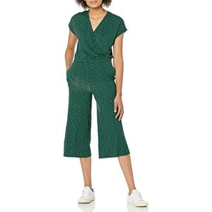 Amazon Essentials dam kortärmad Surplice beskuren overall med vida ben, Molntryck, XS Amazon Essentials dam kortärmad Surplice beskuren overall med vida ben, Molntryck, XS