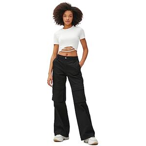 Koton dam metall Acessory detalj kortärmad crop t-shirt, Ecru (010), S Koton dam metall Acessory detalj kortärmad crop t-shirt, Ecru (010), S