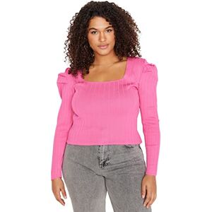 Trendyol damer raka långa ärmar midja blus i plus storlek, ROSA, XXL stor Trendyol damer raka långa ärmar midja blus i plus storlek, ROSA, XXL stor