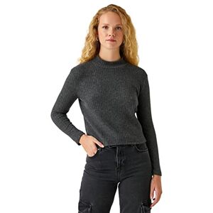 Koton Dam sköldpadda hals T-shirt långärmad, Antracit (045), XL Koton Dam sköldpadda hals T-shirt långärmad, Antracit (045), XL