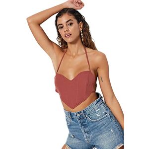 Trendyol kvinnor vanlig basic älskling vävd blus, Brun, 38 Trendyol kvinnor vanlig basic älskling vävd blus, Brun, 38