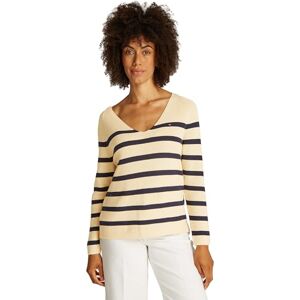 Tommy Hilfiger Dam CO CARDI STITCH V-NK LS WW0WW44452, vit, XS, Vit (vit rand 26), XS Tommy Hilfiger Dam CO CARDI STITCH V-NK LS WW0WW44452, vit, XS, Vit (vit rand 26), XS