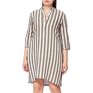 Bonateks randig skjortklänning för kvinnor, ren avslappnad klänning, taupe/vit, 40 EU, BRUN, 38 Bonateks randig skjortklänning för kvinnor, ren avslappnad klänning, taupe/vit, 40 EU, BRUN, 38