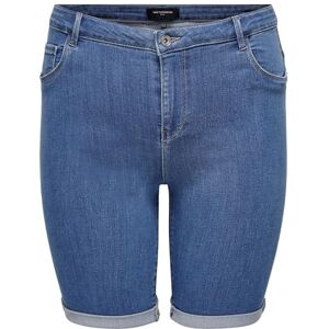 ONLY Carmakoma dam plus storlek denim jeans shorts kort stretch bermudabyxor i extra stor storlek, Medelblå denim, 50 ONLY Carmakoma dam plus storlek denim jeans shorts kort stretch bermudabyxor i extra stor storlek, Medelblå denim, 50