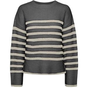 PIECES Pcline Ls O-Neck Knit Pwp Bc, Mörkgrå melange, XS PIECES Pcline Ls O-Neck Knit Pwp Bc, Mörkgrå melange, XS