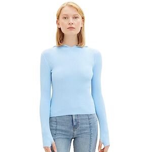 TOM TAILOR Denim dam huvtröja med ribbstruktur, 11139-mjuk charmerande blå, L TOM TAILOR Denim dam huvtröja med ribbstruktur, 11139-mjuk charmerande blå, L
