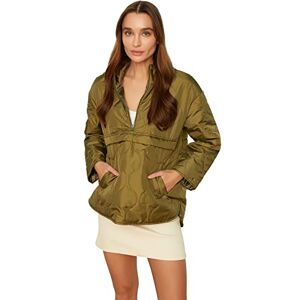 Trendyol Khaki Hooded Oversize Kangaroo Uppblåsbara Coats Kvinnors kappa, Khaki, S Trendyol Khaki Hooded Oversize Kangaroo Uppblåsbara Coats Kvinnors kappa, Khaki, S