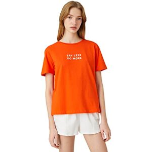Koton T-shirt med kort ärm med slogan för kvinnor, Röd (411), S Koton T-shirt med kort ärm med slogan för kvinnor, Röd (411), S