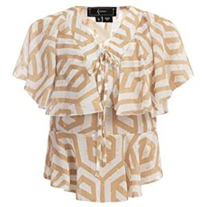 EMBELL damblus, beige vit, M EMBELL damblus, beige vit, M