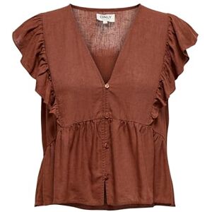 ONLY Onlrian Flonce S/S Top WVN, Henna, S ONLY Onlrian Flonce S/S Top WVN, Henna, S