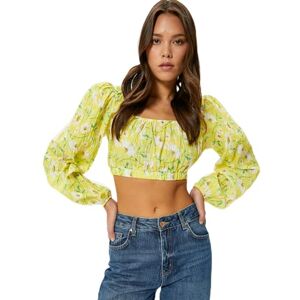 Koton Dam blommig puffärm crop blus, Gul design (1 d5), 36 Koton Dam blommig puffärm crop blus, Gul design (1 d5), 36
