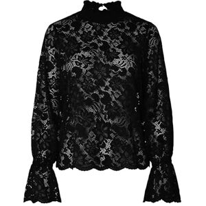 PIECES Pcmaita Ls Lace Top WVN Bc, svart, M PIECES Pcmaita Ls Lace Top WVN Bc, svart, M