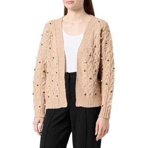 faina Damkofta med V-ringning och pärldekoration akryl beige storlek XS/S, Beige, XS faina Damkofta med V-ringning och pärldekoration akryl beige storlek XS/S, Beige, XS