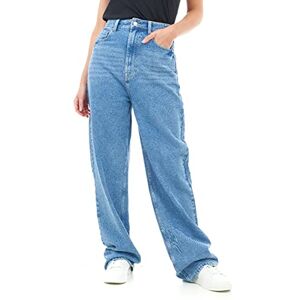 M17 Dam damer jeans raka ben hög midja bekväm casual bomullsbyxor med fickor, Mellanblått, 38 SE M17 Dam damer jeans raka ben hög midja bekväm casual bomullsbyxor med fickor, Mellanblått, 38 SE
