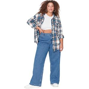 Trendyol Kvinnor plus storlek hög midja breda ben plus storlek jeans, blå, 46, BLÅ, 72/Plus Trendyol Kvinnor plus storlek hög midja breda ben plus storlek jeans, blå, 46, BLÅ, 72/Plus