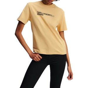 KARL LAGERFELD JEANS , Dam, Vanlig Kortärm Essential Logo T-Shirt, Regular Fit, Beige, M KARL LAGERFELD JEANS , Dam, Vanlig Kortärm Essential Logo T-Shirt, Regular Fit, Beige, M