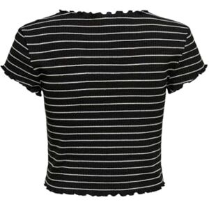 ONLY Damonlanits S/S skuren topp JRS t-shirt, Svart/ränder: cloud Dancer Small, XL ONLY Damonlanits S/S skuren topp JRS t-shirt, Svart/ränder: cloud Dancer Small, XL