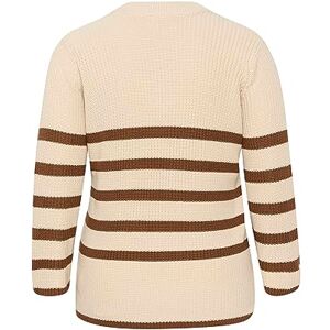 Kaffe Curve Plusstorlek dam stickad pullover långärmad V-hals ränder, Sand/mjuk silt rand Kaffe Curve Plusstorlek dam stickad pullover långärmad V-hals ränder, Sand/mjuk silt rand