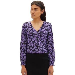 TOM TAILOR Denim dam skuren blus med mönster, 32417-lila svart blomma tryck, M TOM TAILOR Denim dam skuren blus med mönster, 32417-lila svart blomma tryck, M