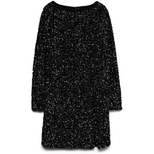 VERO MODA Vmbella Ls Short Sq Dress JRS Ga, svart, M VERO MODA Vmbella Ls Short Sq Dress JRS Ga, svart, M
