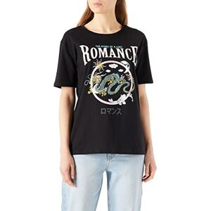 Koton Dam tryckt kort ärm bomull T-shirt, Svart (999), L Koton Dam tryckt kort ärm bomull T-shirt, Svart (999), L