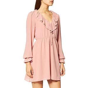 NA-KD Dam Frill V-hals miniklänning avslappnad klänning, Dammig rosa, 42 NA-KD Dam Frill V-hals miniklänning avslappnad klänning, Dammig rosa, 42