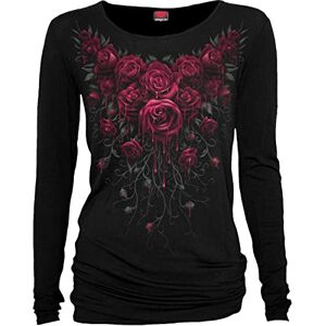 Spiral Direct kvinnors blod rose-säckig topp svart långärmad Spiral Direct kvinnors blod rose-säckig topp svart långärmad
