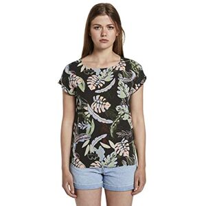 TOM TAILOR Denim Damer Kortärmad tunika blus med ryggdetalj 1018683, 22710 Black Tropical Print, XS TOM TAILOR Denim Damer Kortärmad tunika blus med ryggdetalj 1018683, 22710 Black Tropical Print, XS