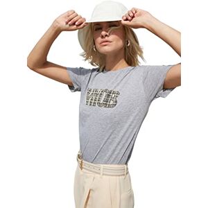 Trendyol Dam vanlig basic rundhalsad vävd T-shirt, Grått, M Trendyol Dam vanlig basic rundhalsad vävd T-shirt, Grått, M