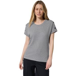Cecil Striped Crepe-knapp T-shirt, Universal blå, XL Cecil Striped Crepe-knapp T-shirt, Universal blå, XL