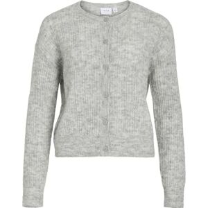Vila Vipretty O-hals pointelle cardigan, Ljusgrå melange, L Vila Vipretty O-hals pointelle cardigan, Ljusgrå melange, L