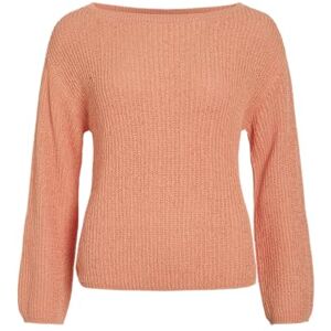 Vila Visgummi L/S Boatneck stickad tröja, kadmium orange, L Vila Visgummi L/S Boatneck stickad tröja, kadmium orange, L
