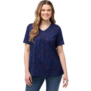 Ulla Popken Ulla popkar, damer, stora storlekar, t-shirt med V-ringning och tematryck, blå, 42-44 Ulla Popken Ulla popkar, damer, stora storlekar, t-shirt med V-ringning och tematryck, blå, 42-44