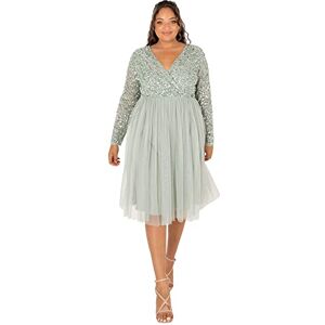 Maya Deluxe Maya Faux Warp Front Utsmyckad Midi-klänning brudtärna, Grön lilja, 38 Maya Deluxe Maya Faux Warp Front Utsmyckad Midi-klänning brudtärna, Grön lilja, 38