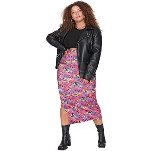 Trendyol Dam midi bodycon pennkjol stickad plus storlek kjol, Flerfärgad, XL Trendyol Dam midi bodycon pennkjol stickad plus storlek kjol, Flerfärgad, XL