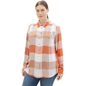 TOM TAILOR Dam plusstorlek blus, 32422 – rouge orange check vävd, 44 SE/L TOM TAILOR Dam plusstorlek blus, 32422 – rouge orange check vävd, 44 SE/L