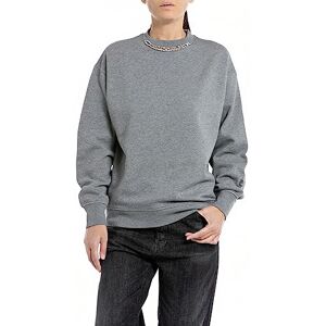 Replay Sweatshirt med normal passform för kvinnor, M02 Melange grå, XL Replay Sweatshirt med normal passform för kvinnor, M02 Melange grå, XL