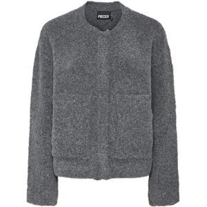 PIECES PCORI LS BOUCLÉ Knit Bomber BC, Mörkgrå melange, M PIECES PCORI LS BOUCLÉ Knit Bomber BC, Mörkgrå melange, M