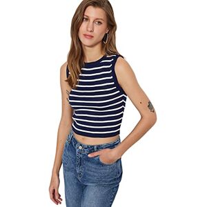 Trendyol Dam Slim Basic rundhalsad stickad blus skjorta, marinblå, S Trendyol Dam Slim Basic rundhalsad stickad blus skjorta, marinblå, S