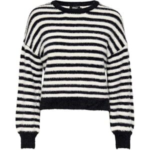 ONLY Onlpiumo L/S KNT Noos tröja, Svart/ränder: w Egret, XL ONLY Onlpiumo L/S KNT Noos tröja, Svart/ränder: w Egret, XL