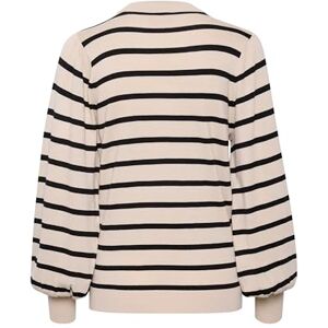KAFFE dam stickad pullover randig jumper lång ballong ärm tröja, offwhite/svart randig, XXL KAFFE dam stickad pullover randig jumper lång ballong ärm tröja, offwhite/svart randig, XXL