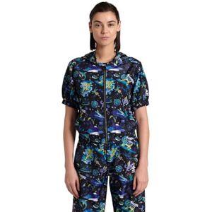 ARENA Korta ärmar med huva dam kapsel kollektion rolig planet jacka, Svart Multi, S ARENA Korta ärmar med huva dam kapsel kollektion rolig planet jacka, Svart Multi, S