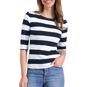 Allegra K kvinnors armbågsärmar normal passform t-shirt båt hals randig topp Allegra K kvinnors armbågsärmar normal passform t-shirt båt hals randig topp