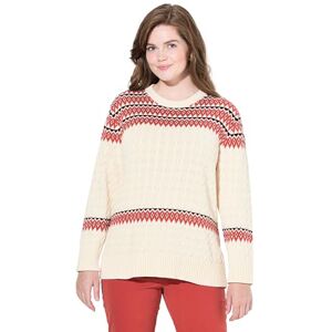 Ulla Popken damer stora storlekar överdimensionerade plus size tröja, Fair Isle, rund hals, långärmad, ekologisk bomull, Tegelröd, 54/56 SE Ulla Popken damer stora storlekar överdimensionerade plus size tröja, Fair Isle, rund hals, långärmad, ekologisk bomull, Tegelröd, 54/56 SE