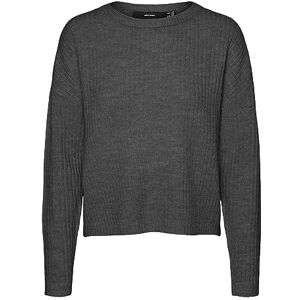 VERO MODA bestseller a/s Vmlefile Ls O-hals rib blus Ga Noos tröja, Mörkgrå melange, L VERO MODA bestseller a/s Vmlefile Ls O-hals rib blus Ga Noos tröja, Mörkgrå melange, L