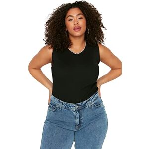 Trendyol Damblus slim fit standard crew neck vävd plus size blus skjorta, svart, 46/L Trendyol Damblus slim fit standard crew neck vävd plus size blus skjorta, svart, 46/L