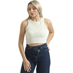 Bonateks , Basic Crop, halterneck, slits, 30/1 kammat single jersey-tyg, manchester, kräm, storlek: L, Beige, L Bonateks , Basic Crop, halterneck, slits, 30/1 kammat single jersey-tyg, manchester, kräm, storlek: L, Beige, L