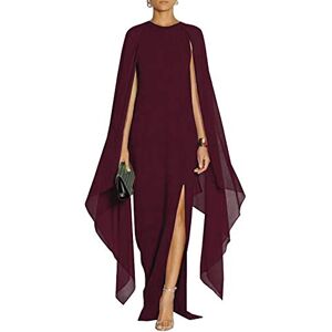 MAYFASEY Elegant maxiklänning med hög slits, utsvängda ärmar och cape, formell aftonklänning, Vinrött, XXL MAYFASEY Elegant maxiklänning med hög slits, utsvängda ärmar och cape, formell aftonklänning, Vinrött, XXL