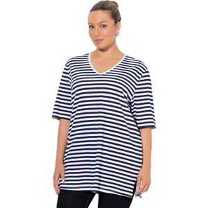 Ulla Popken damer stora storlekar överdimensionerade plus size basic V-skjorta, ränder avslappnad Ulla Popken damer stora storlekar överdimensionerade plus size basic V-skjorta, ränder avslappnad